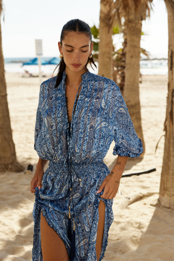 Lori Dress -Print Light Blue