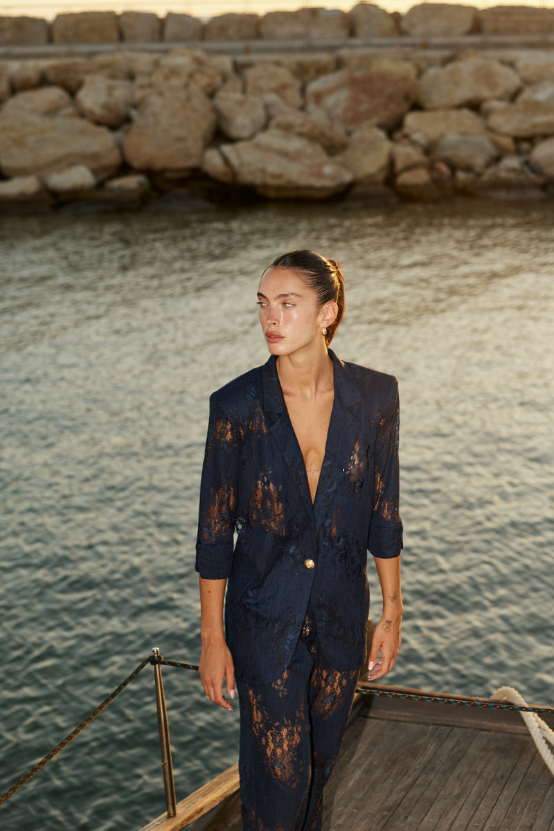 MILOS - Blue Guipure Lace