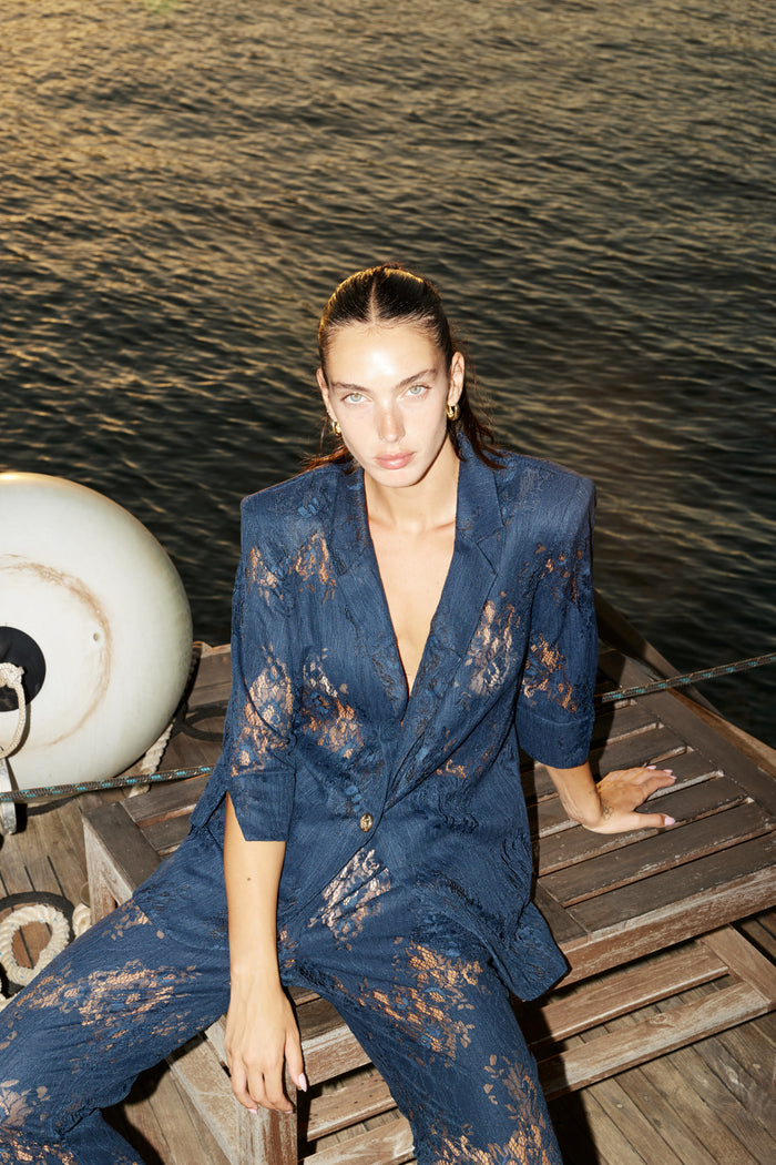 MILOS - Blue Guipure Lace