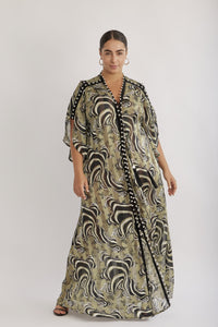 MYKONOS DRESS GREEN ZEBRA - PS