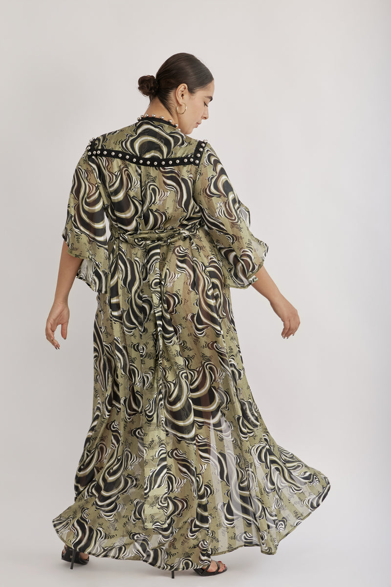 MYKONOS DRESS GREEN ZEBRA - PS