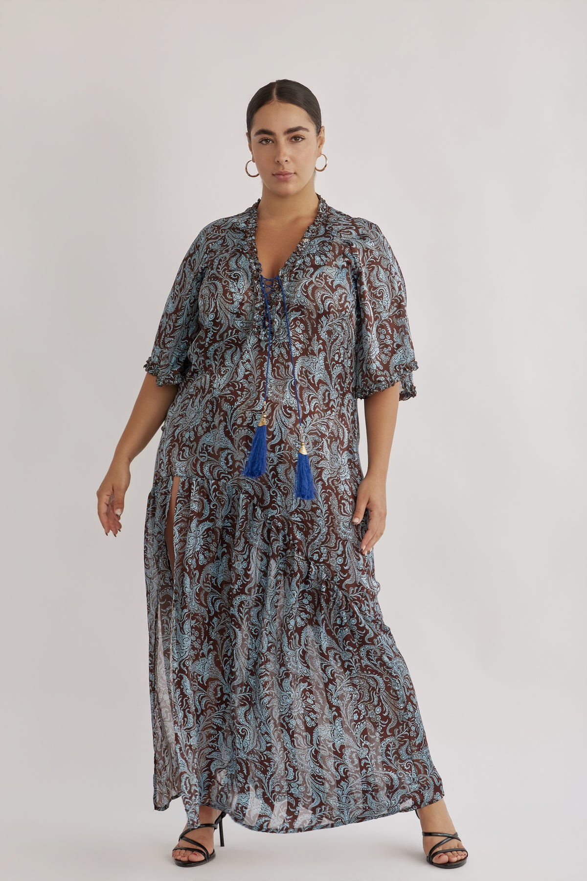 DRESS BROWN BLUE PAISLEY PS