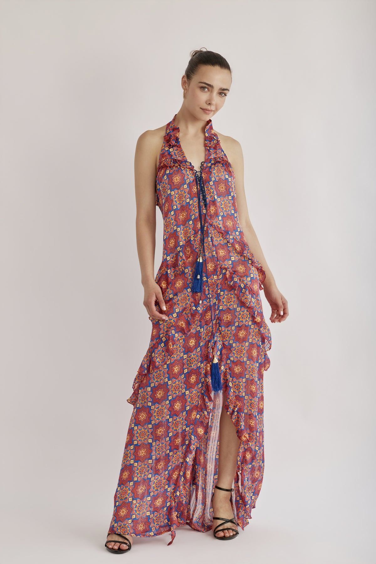 VOLANO DRESS PINK FLORAL