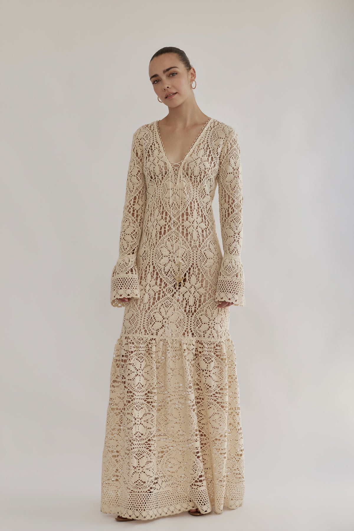 LIA DRESS –  CROCHETED V LACE BRIDAL