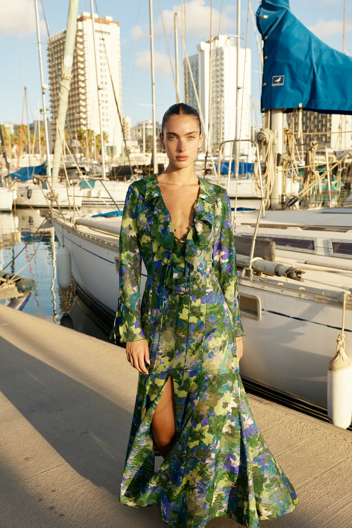 Gia Volan Dress - Green Flowers
