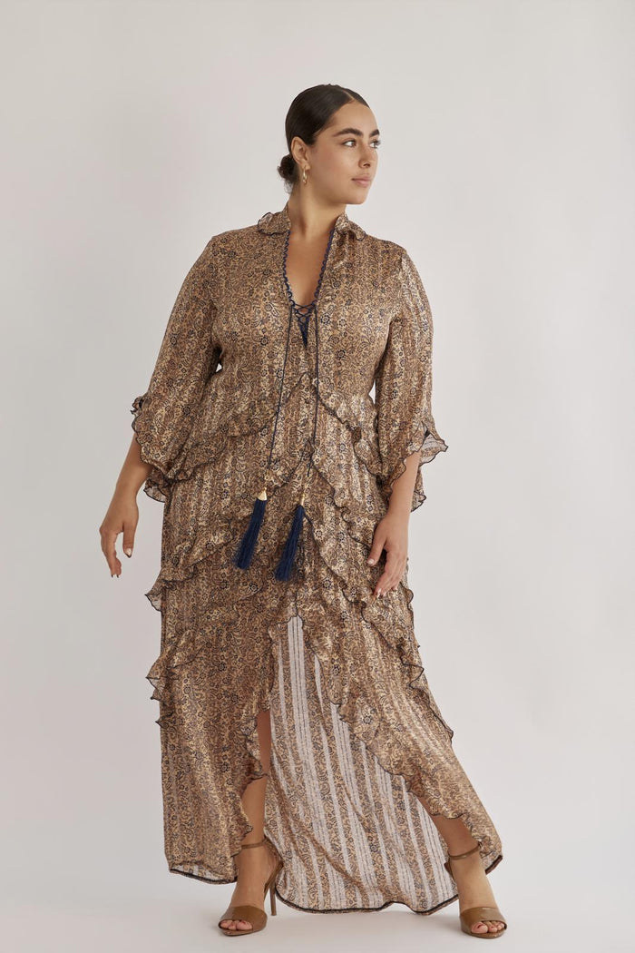 VOLANSA DRESS BROWN - PS