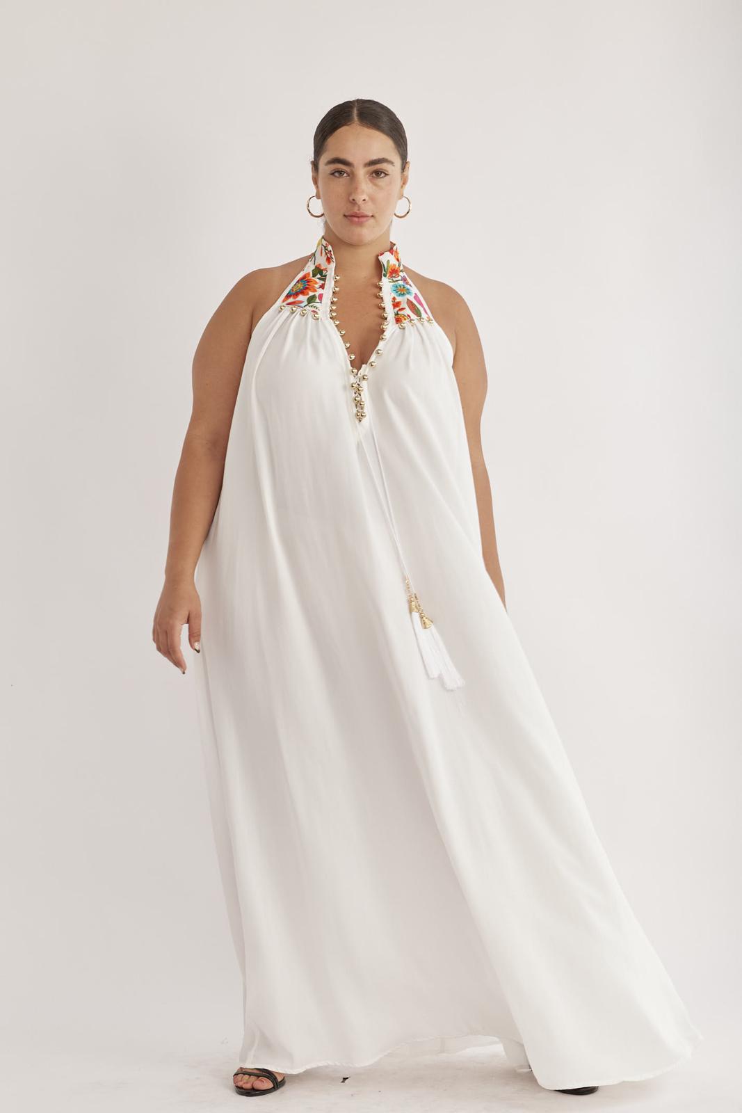 Gold Collar Dress White & Rose - PS