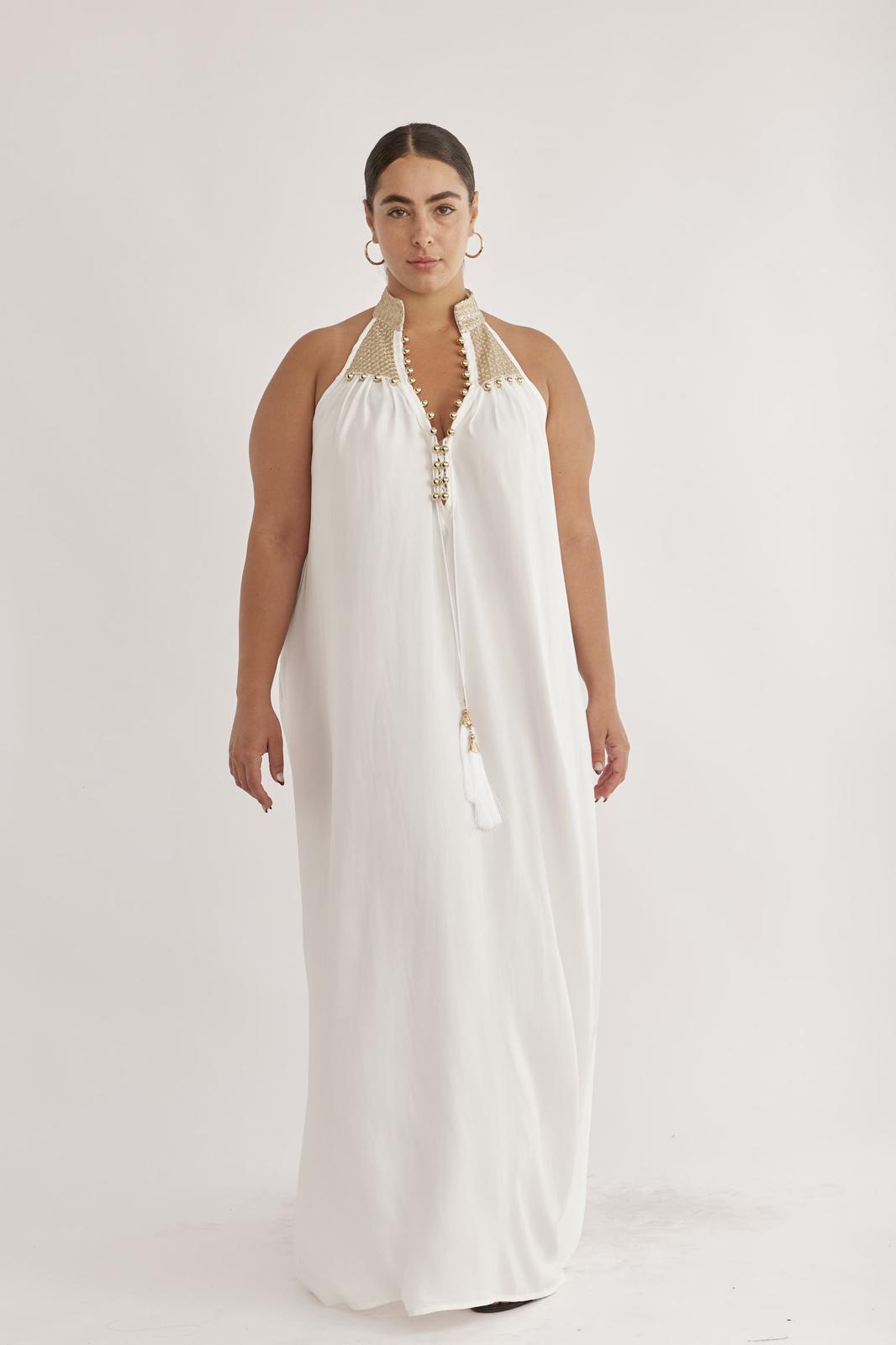 Gold Collar Dress White & Gold - PS