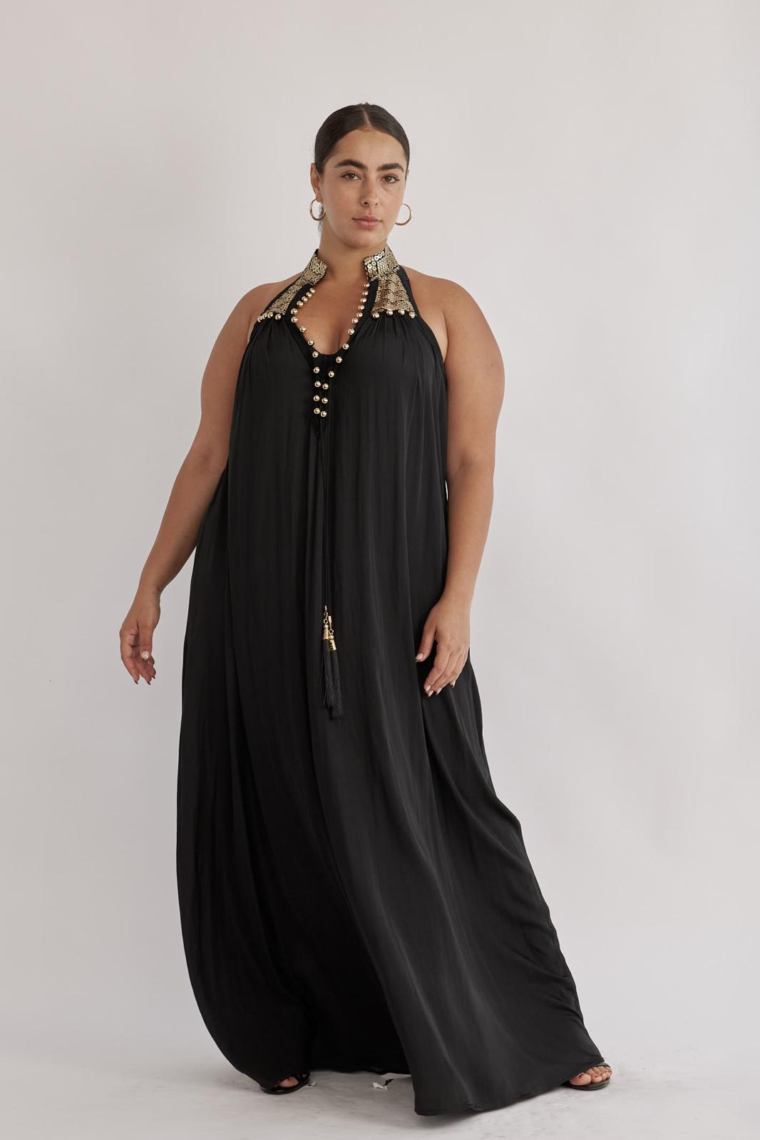 Gold Collar Dress Black - PS