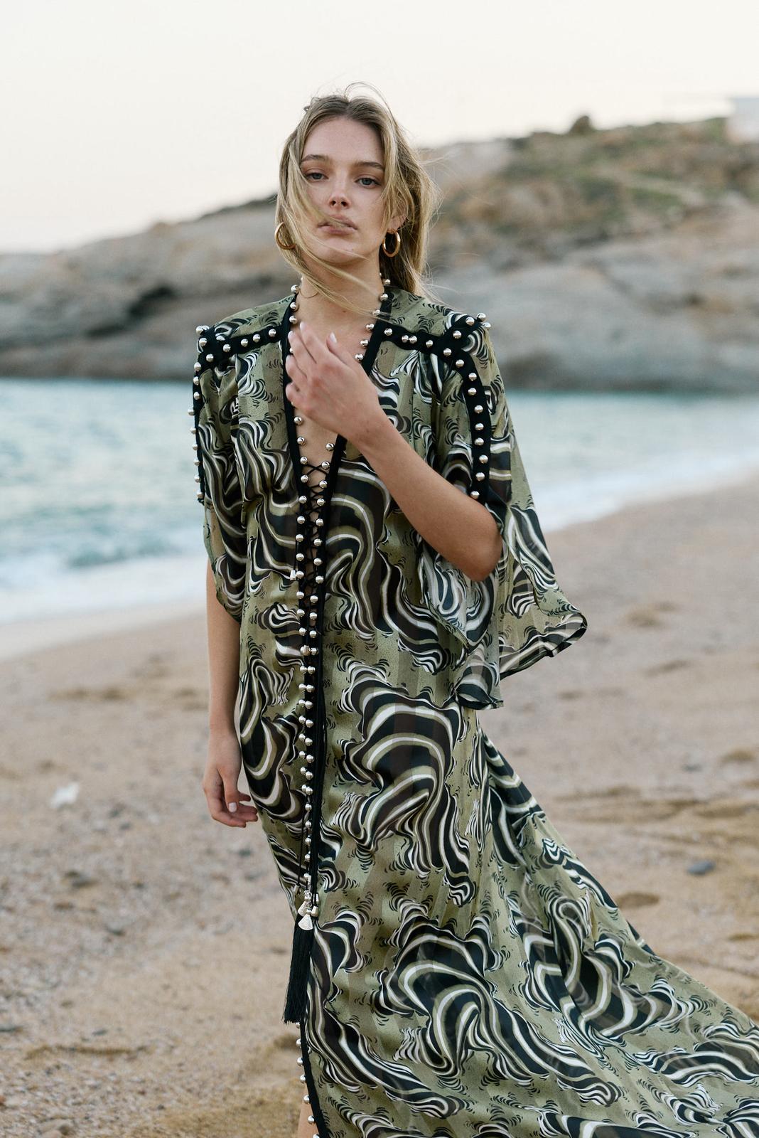Mykonos dress Green zebra
