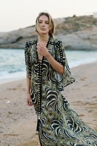 Mykonos dress Green zebra