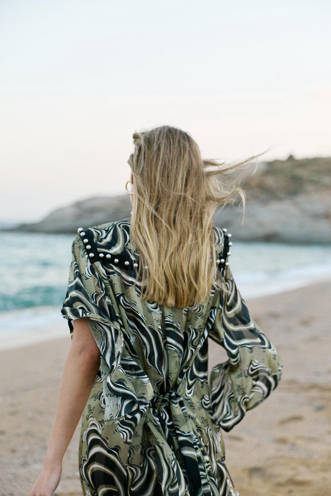Mykonos dress Green zebra
