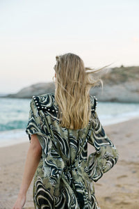 Mykonos dress Green zebra
