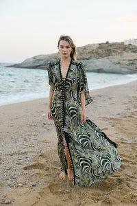Mykonos dress Green zebra