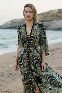 Mykonos dress Green zebra