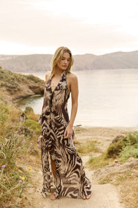 Volano dress Brown & Cream