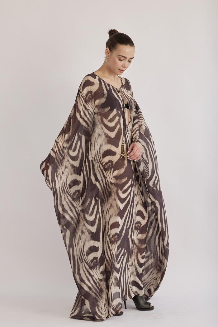 ANGI DRESS BROWN & CREAM