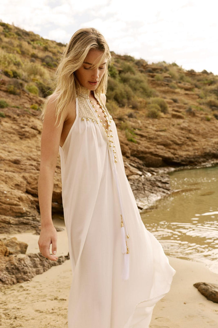GOLD COLLAR DRESS GOLD & WHITE BRIDAL
