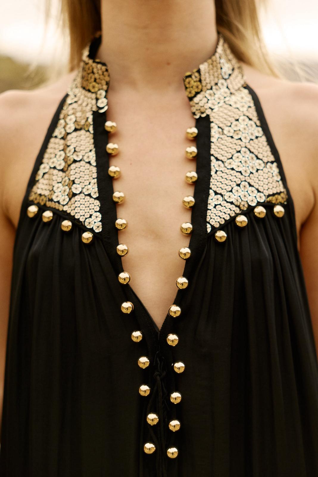 Gold Collar Dress Black