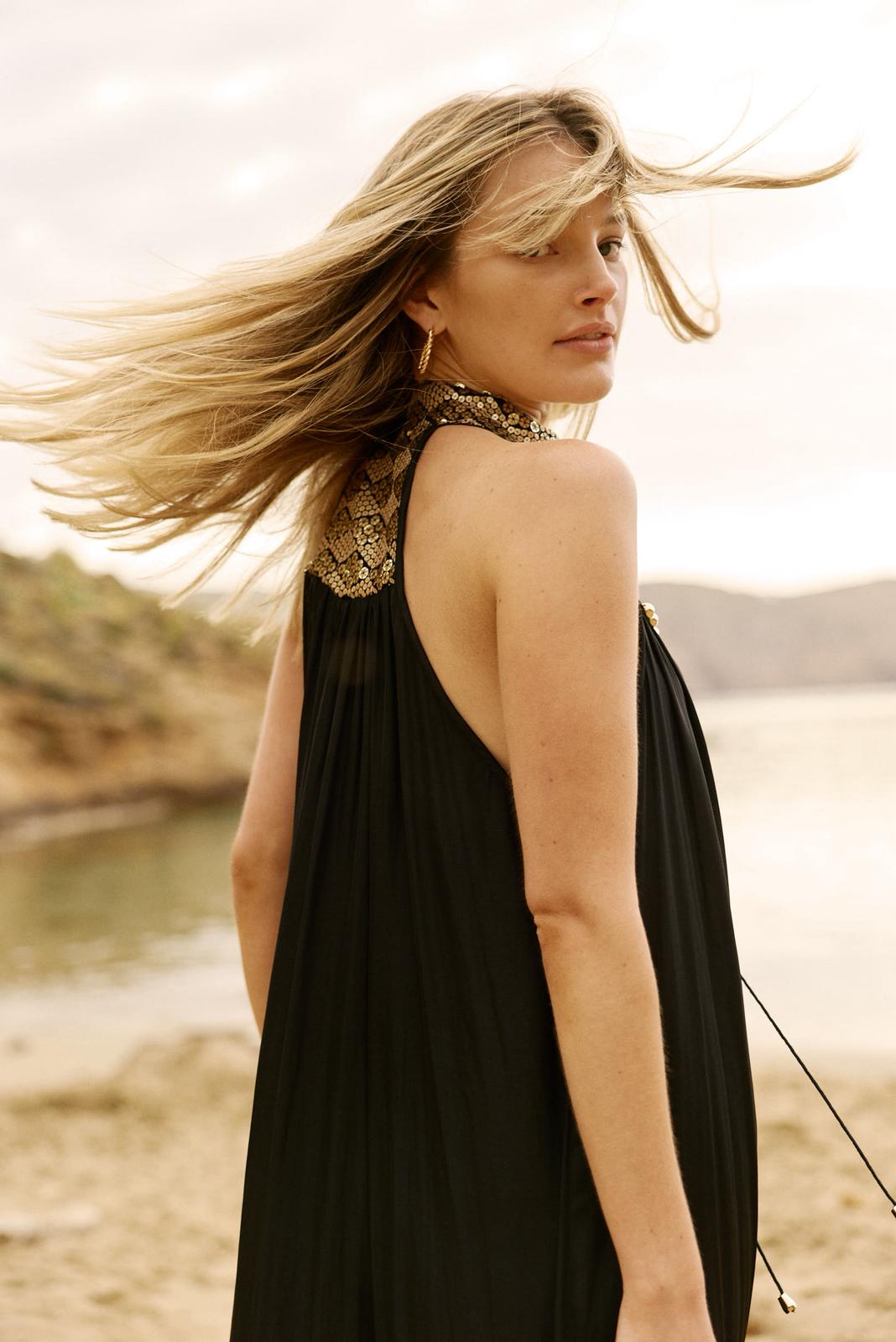 Gold Collar Dress Black