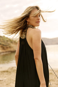 Gold Collar Dress Black