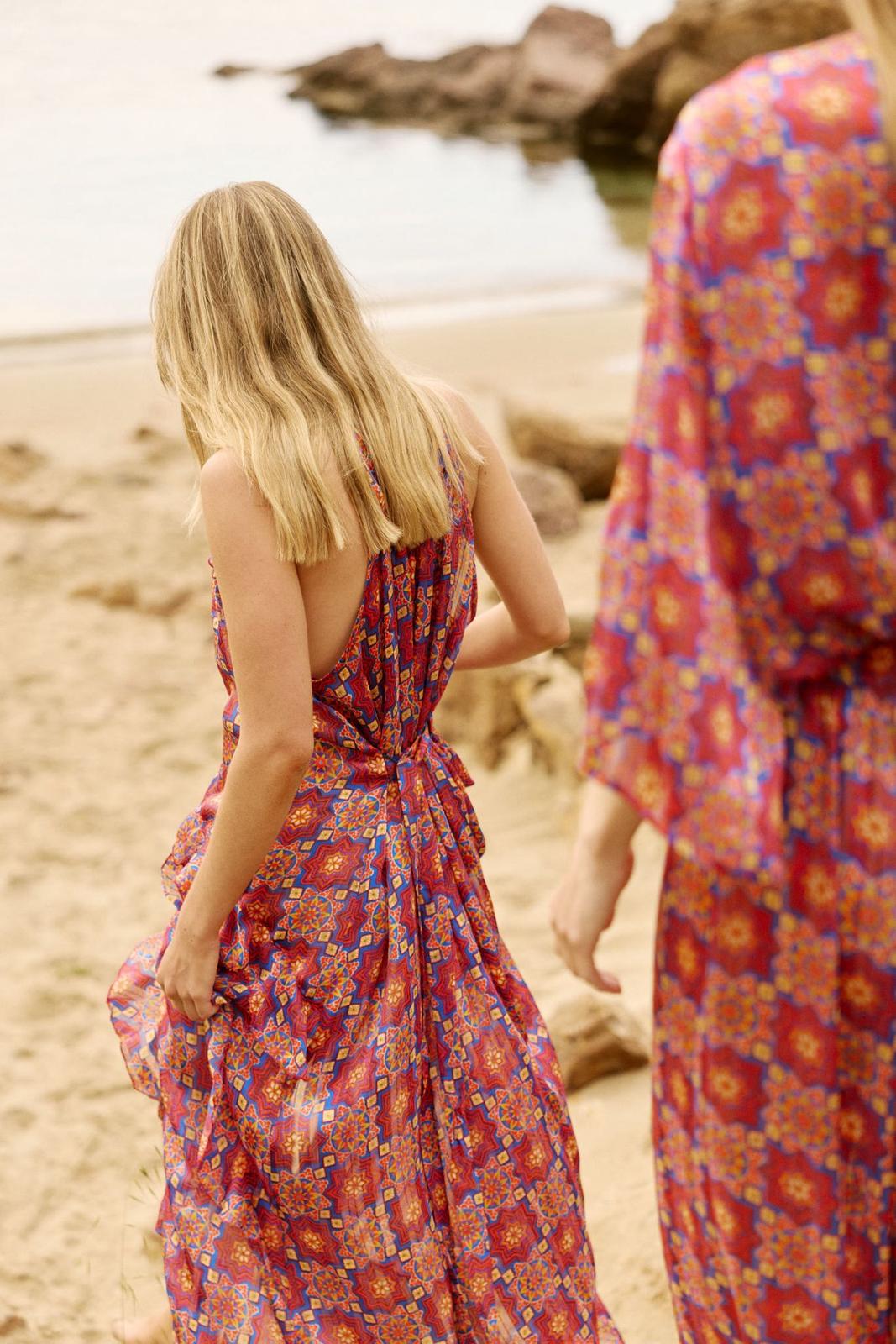 VOLANO DRESS FLORAL PINK